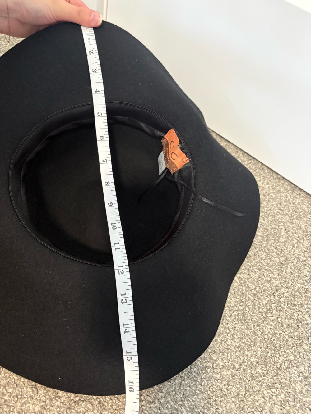 C.C Wide Brim Wool Black Floppy Hat - Picture 9 of 9